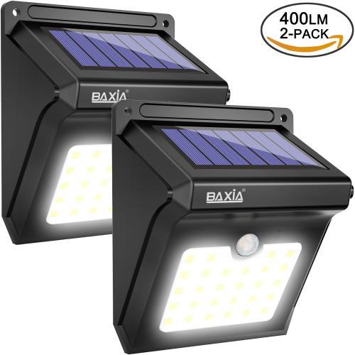 28 LED Solar Motion Sensor Security Wall Lights-BAXIA TECHNOLOGY Waterproof Wireless Bright LED Light for Outdoor Gate, Door, Driveway, Garden, Patio, Yard(2 Packs)