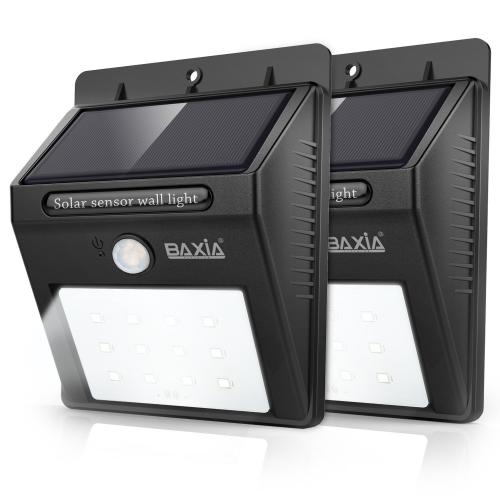 BAXIA  TECHNOLOGY  LED  Solar  lights  Outdoor,  Wireless  Waterproof  Solar  Motion  Sensor  Security  Night  Lights  for  Garden,  Wall,  Driveway,  Steps,  Patio(2-Pack)